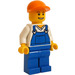 LEGO Worker v Kombinézy s orango Víčko Minifigurka