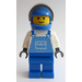 LEGO Worker in Striped Overalls with Helmet Minifigure