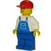 LEGO Worker with Blue Overalls and Red Cap Minifigure
