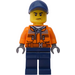 LEGO Worker met Dark Blauw Pet, Dark Stone Grijs Hoody, Dark Blauw Poten minifiguur