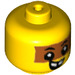 LEGO Yellow Baby Head with Open Mouth with Missing Tooth and Brown Stripe with Neck (33464 / 49519)