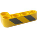 LEGO Geel Balk 2 x 4 Krom 90 graden, 2 en 4 Gaten met Danger Strepen (Rechtsaf) Sticker (32140)