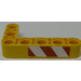 LEGO Geel Balk 3 x 5 Krom 90 graden, 3 en 5 Gaten met Rood en Wit Danger Strepen (Links) Sticker (32526)