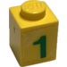 LEGO Yellow Brick 1 x 1 with Green &quot;1&quot; Sticker (3005 / 30071)