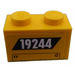 LEGO Geel Steen 1 x 2 met &#039;19244&#039; Sticker met buis aan de onderzijde (3004)