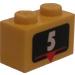 LEGO Yellow Brick 1 x 2 with 5 Points Marker with Bottom Tube (3004)