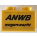 LEGO Gelb Backstein 1 x 2 mit &#039;ANWB wegenwacht&#039; Aufkleber mit Unterrohr (3004)