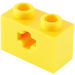 LEGO Yellow Brick 1 x 2 with Axle Hole (&#039;+&#039; Opening and Bottom Tube) (31493 / 32064)