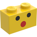 LEGO Yellow Brick 1 x 2 with Eyes and Mouth with Bottom Tube (3004 / 81053)