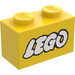 LEGO Jaune Brique 1 x 2 avec &quot;LEGO&quot; avec tube inférieur (3004)