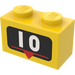 LEGO Yellow Brick 1 x 2 with Number 10 and Down Arrow with Bottom Tube (3004)