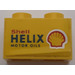 LEGO Jaune Brique 1 x 2 avec &#039;Shell HELIX MOTOR OILS&#039; Autocollant avec tube inférieur (3004)