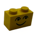 LEGO Yellow Brick 1 x 2 with Smiley Face with Eyebrows with Bottom Tube (3004)