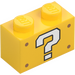 LEGO Yellow Brick 1 x 2 with White Question Mark with Bottom Tube (3004 / 79542)