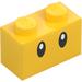 LEGO Yellow Brick 1 x 2 with Wiggler Eyes with Bottom Tube (3004 / 76893)