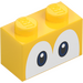 LEGO Yellow Brick 1 x 2 with Yoshi Eyes with Bottom Tube (68946 / 101881)