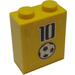 LEGO Jaune Brique 1 x 2 x 2 avec &#039;10&#039;, Football Autocollant avec support d&#039;essieu intérieur (3245)