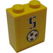 LEGO Geel Steen 1 x 2 x 2 met &#039;5&#039;, Soccer Bal Sticker met binnenas houder (3245)