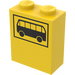 LEGO Yellow Brick 1 x 2 x 2 with Black Bus and Frame Pattern with Inside Axle Holder (3245)