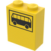 LEGO Gelb Backstein 1 x 2 x 2 mit Schwarz Bus und Rahmen Muster mit Innenachshalter (3245)