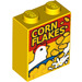 LEGO Yellow Brick 1 x 2 x 2 with ‘CORN FLAKES’ Cereal Box with Inside Stud Holder (3245 / 34680)