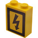 LEGO Geel Steen 1 x 2 x 2 met Electrical Danger Sign - Links Sticker met binnenas houder (3245)