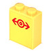 LEGO Yellow Brick 1 x 2 x 2 with Red Train Logo Sticker with Inside Axle Holder (3245)