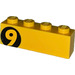 LEGO Jaune Brique 1 x 4 avec &quot;9&quot; La gauche Autocollant (3010)