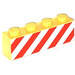 LEGO Yellow Brick 1 x 4 with Danger Stripes with White Background (3010)