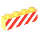 LEGO Yellow Brick 1 x 4 with Danger Stripes with White Background (3010 / 82898)