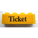 LEGO Yellow Brick 1 x 4 with &#039;Ticket&#039; on yellow background Sticker (3010 / 6146)