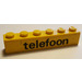 LEGO Yellow Brick 1 x 6 with &#039;telefoon&#039; Sticker (3009)