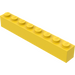 LEGO Yellow Brick 1 x 8 without Bottom Tubes with Cross Support