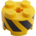 LEGO Yellow Brick 2 x 2 Round with Black and Yellow Stripes Sticker (3941)