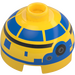 LEGO Yellow Brick 2 x 2 Round with Dome Top with New Republic Astromech Droid Head (with Axle Holder) (3262 / 105300)