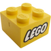 LEGO Жовтий Цегла 2 x 2 з Lego логотип з ЗАЧИНЕНО &#039;O&#039; (3003)