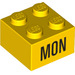 LEGO Geel Steen 2 x 2 met &#039;MON&#039; (14800 / 97624)