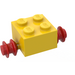 LEGO Yellow Brick 2 x 2 with Red Single Wheels (3137)