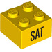 LEGO Geel Steen 2 x 2 met &#039;SAT&#039; (14805 / 97634)