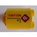 LEGO Yellow Brick 2 x 2 x 2 Round with &#039;CAUTION&#039; and red sign &#039;O2&#039; on right side Sticker with Bottom Axle Holder &#039;x&#039; Shape &#039;+&#039; Orientation (30361)