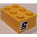 LEGO Gelb Backstein 2 x 3 mit &quot;5&quot; Aufkleber (3002)