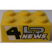 LEGO Geel Steen 2 x 3 met &#039;LR NEWS 4&#039; (Both Sides) Sticker (3002)