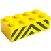 LEGO Yellow Brick 2 x 4 with Danger Stripes Sticker (3001)