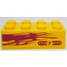 LEGO Yellow Brick 2 x 4 with flames and NITRO on yellow background (left) Sticker (3001)