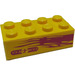 LEGO Yellow Brick 2 x 4 with flames and NITRO on yellow background (right) Sticker (3001)