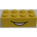 LEGO Gelb Backstein 2 x 4 mit Laughing mouth Aufkleber (3001)