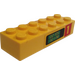 LEGO Yellow Brick 2 x 6 with Pump 1 and Gas Volumes Sticker (2456)
