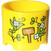 LEGO Yellow Brick 3 x 3 x 2 Round with Recess and Axle Hole with Plants, Sign Sticker (73111)