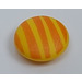 LEGO Yellow Clikits Icon, Small Thin Round 2x2 with Pin with Orange Stripes (45475 / 48308)