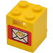LEGO Geel Container 2 x 2 x 2 met Mail Envelope met volle noppen (4345)